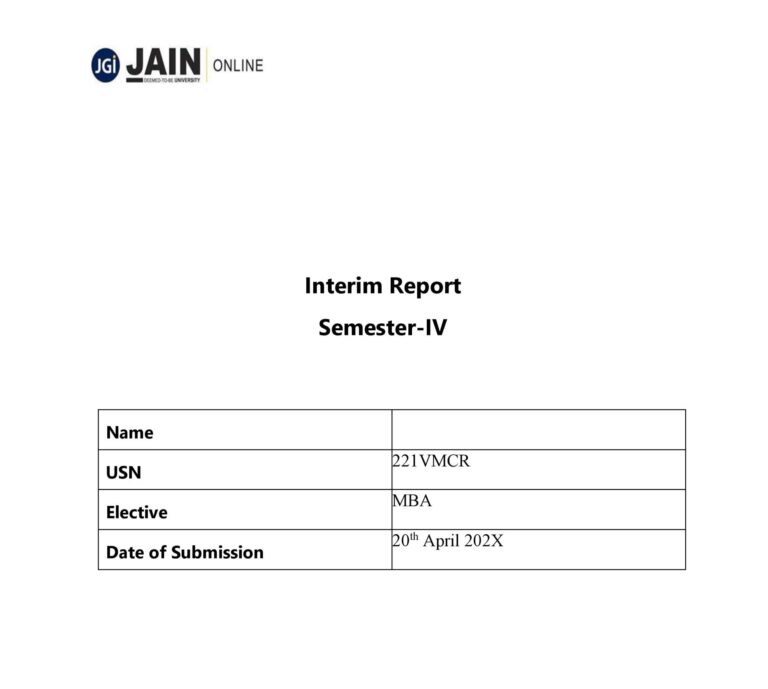 JAIN MBA INTERIM REPORT SAMPLE
