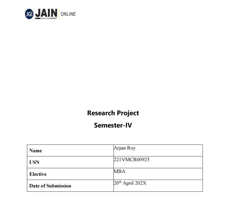 JAIN MBA PROJECT SAMPLE