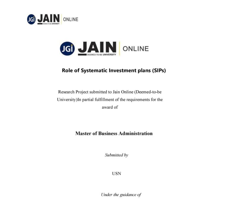 JAIN MBA PROJECT SAMPLE